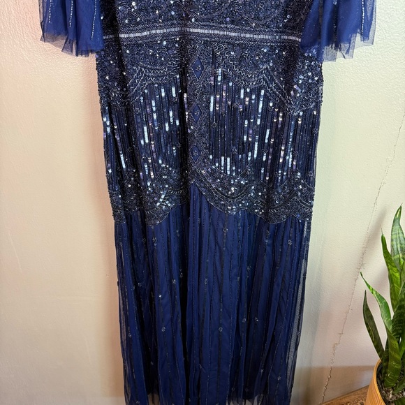 Gatsbylady Navy Beaded Maxi Dress Sz 18 - Picture 3 of 10